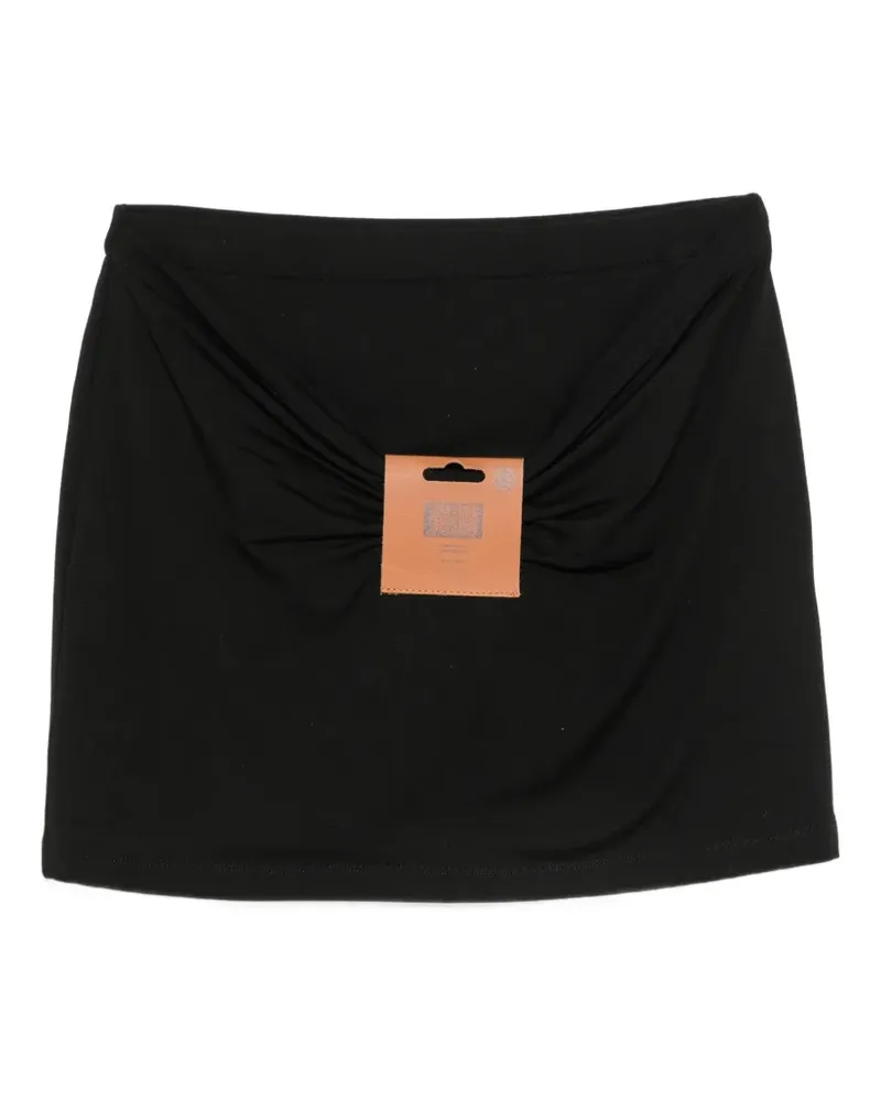 Jean Paul Gaultier gathered logo-patch mini skirt - Schwarz Schwarz