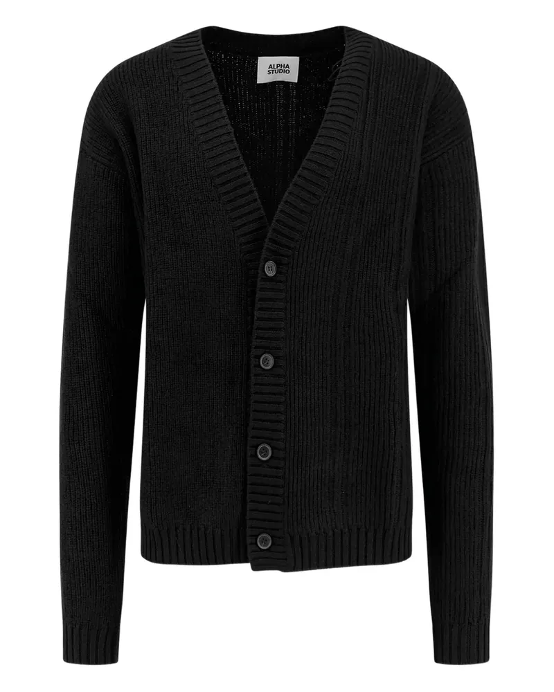 Alpha Industries Gerippter Cardigan - Schwarz Schwarz