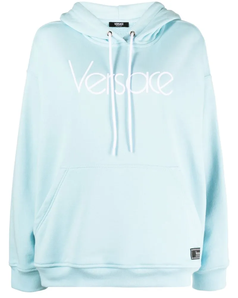 Versace 1978 Re-Edition Hoodie mit Logo-Stickerei - Blau Blau
