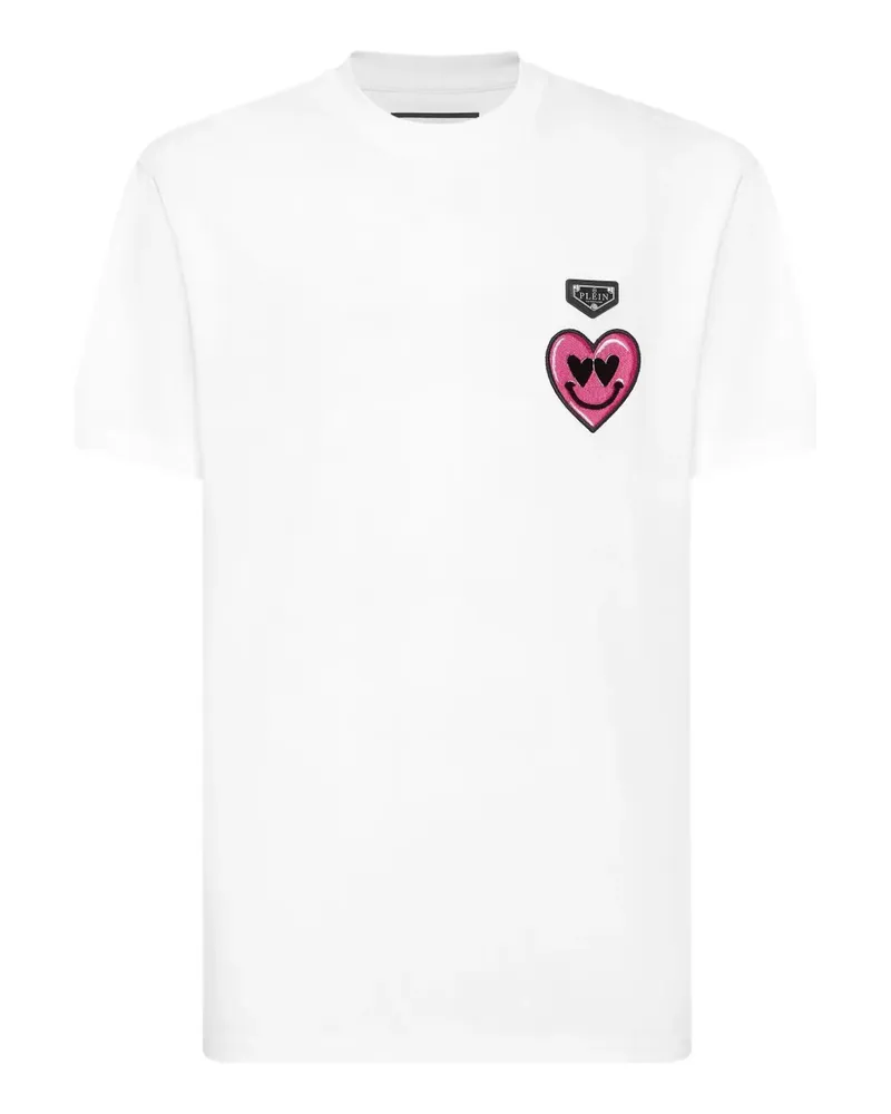 Philipp Plein T-Shirt mit Smiley-Patch - Weiß Weiß