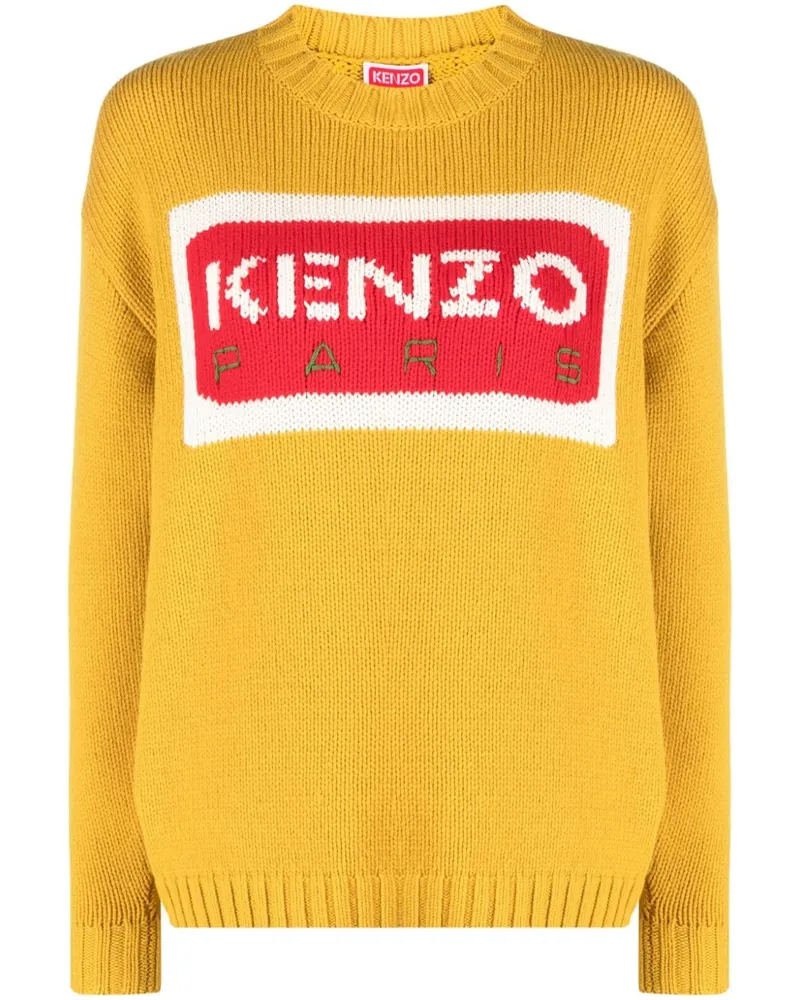 Kenzo Intarsien-Pullover mit Logo Gelb