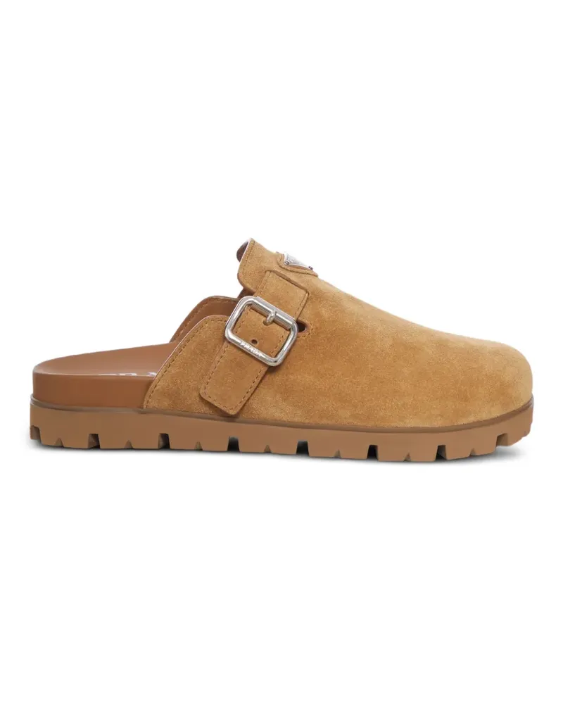 Prada logo-plaque mules - Braun Braun