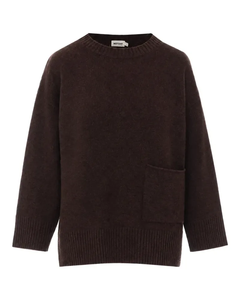 Not Shy Rosie Pullover mit aufgesetzten Taschen - Braun Braun