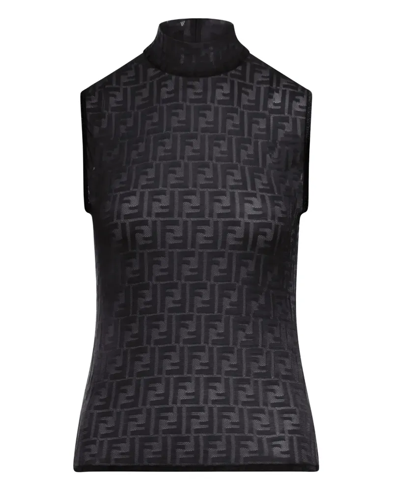 Fendi high-neck patterned top - Schwarz Schwarz