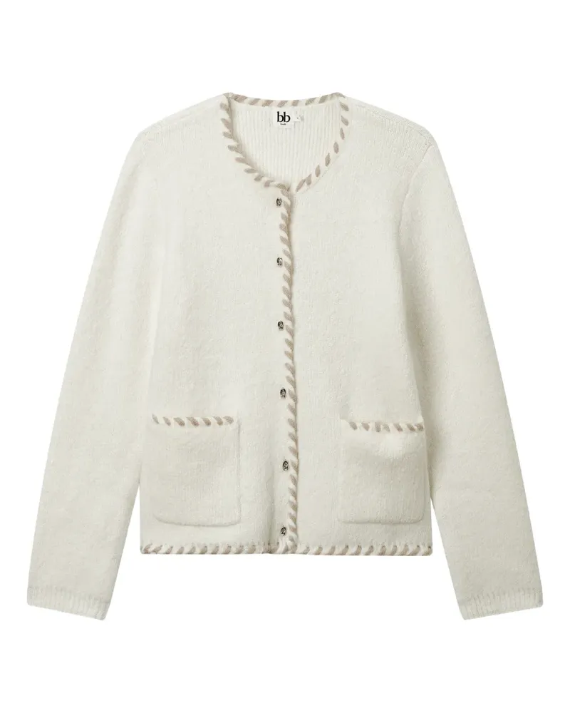 b+ab Cardigan mit rundem Ausschnitt - Weiß Weiß