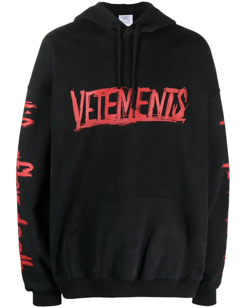 VETEMENTS Hoodie mit Logo-Print - Schwarz Schwarz