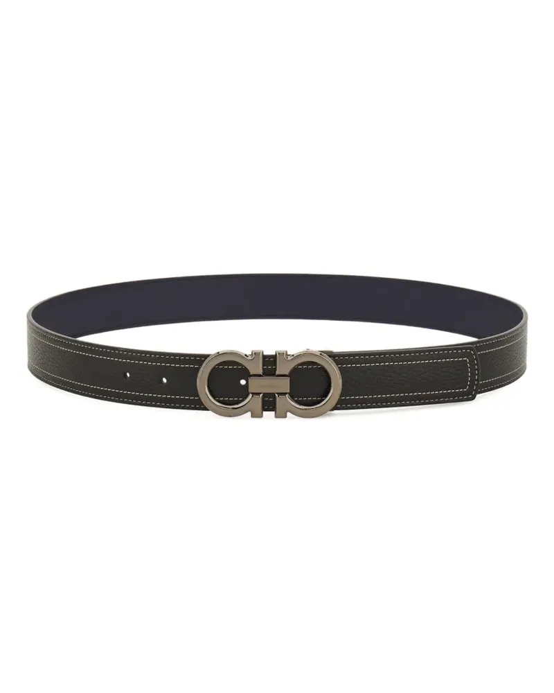 Ferragamo Wendbarer Gancini Gürtel - Schwarz Schwarz
