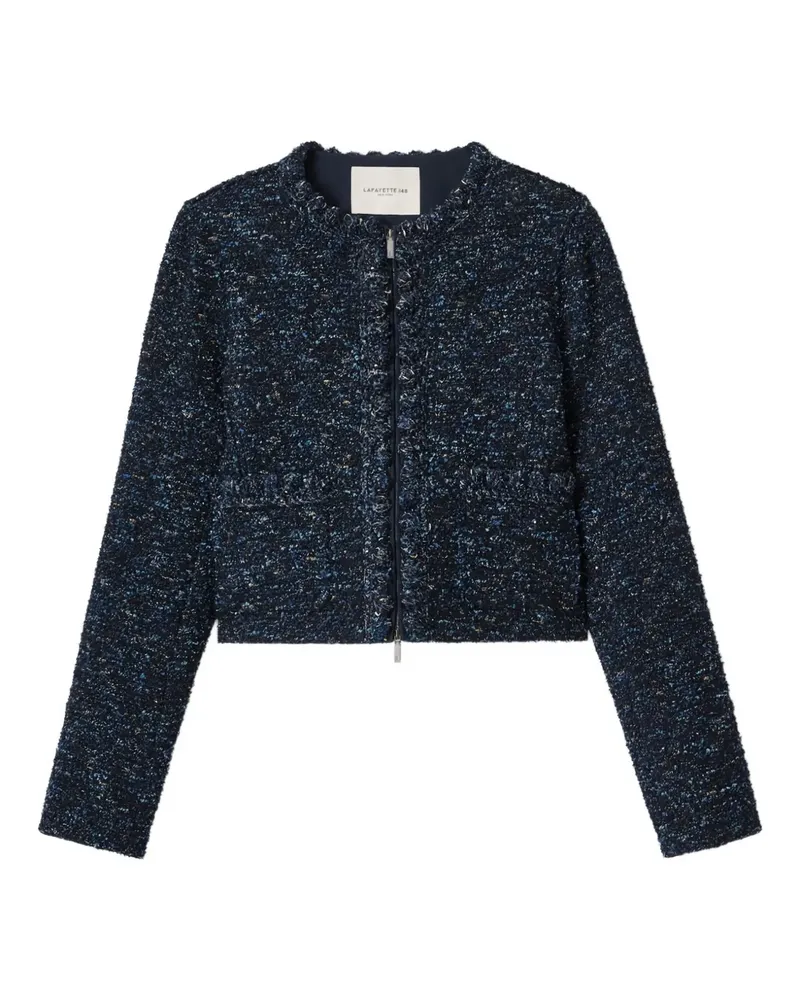 Lafayette148 Cosmos zip-up bouclé tweed jacket - Blau Blau