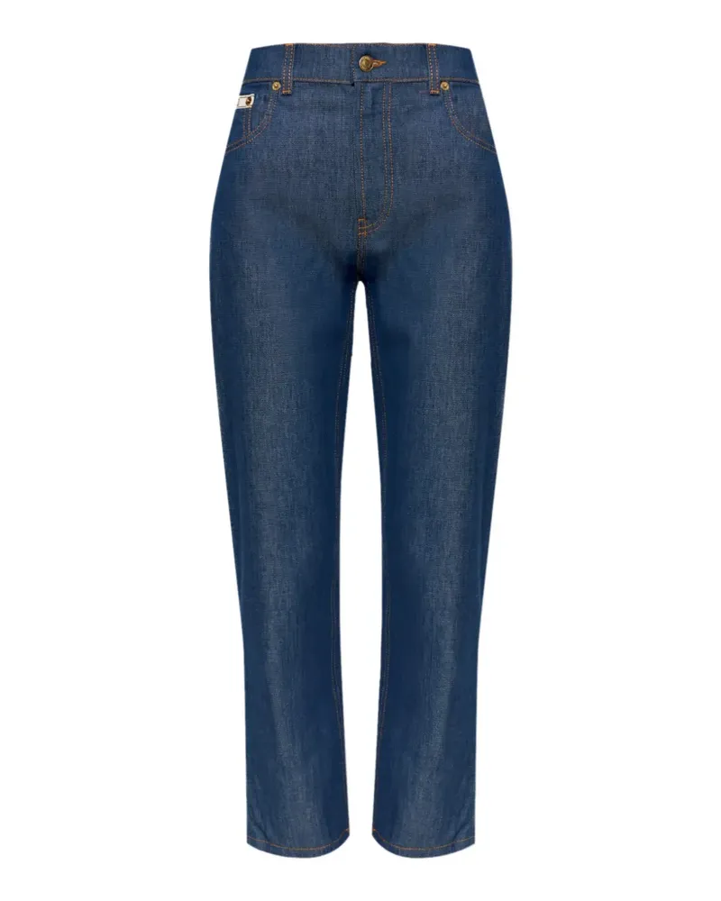 Moschino Tapered-Jeans mit Logo-Patch - Blau Blau