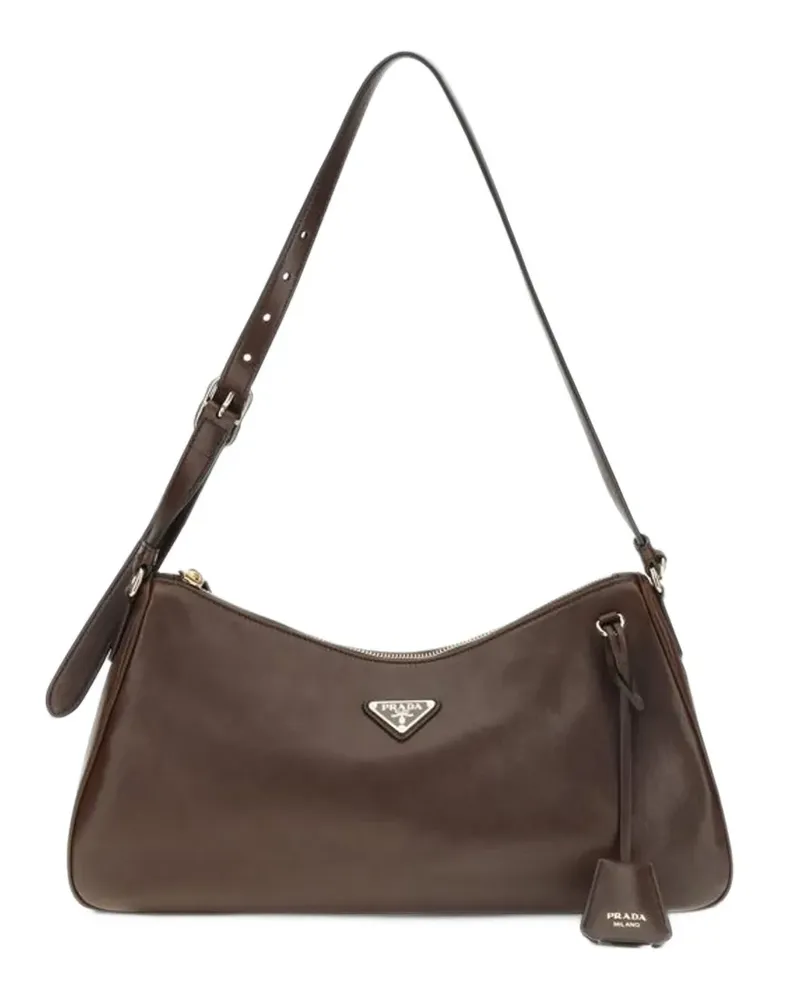 Prada Große Aimée Schultertasche aus Leder - Braun Braun