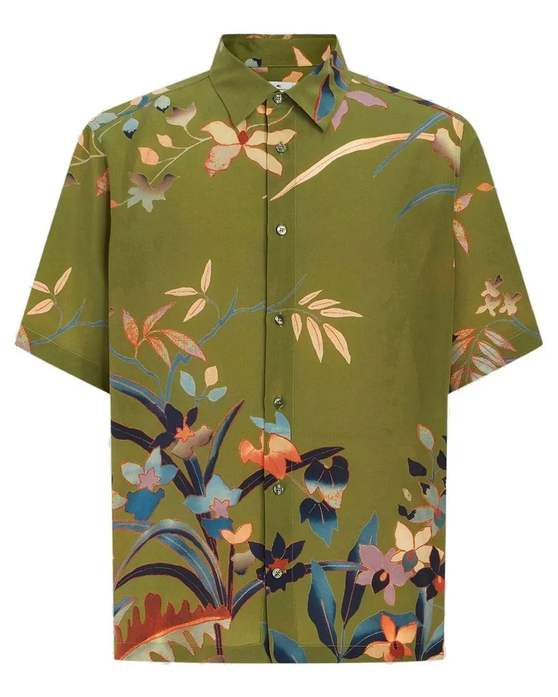 Etro Seidenhemd mit Blumen-Print - Grün Grün