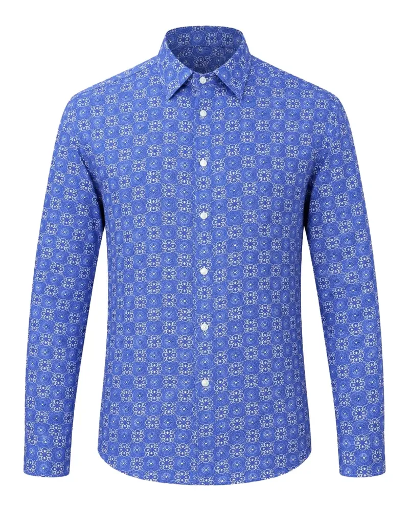 PENINSULA Bolgheri geometric-print shirt - Blau Blau