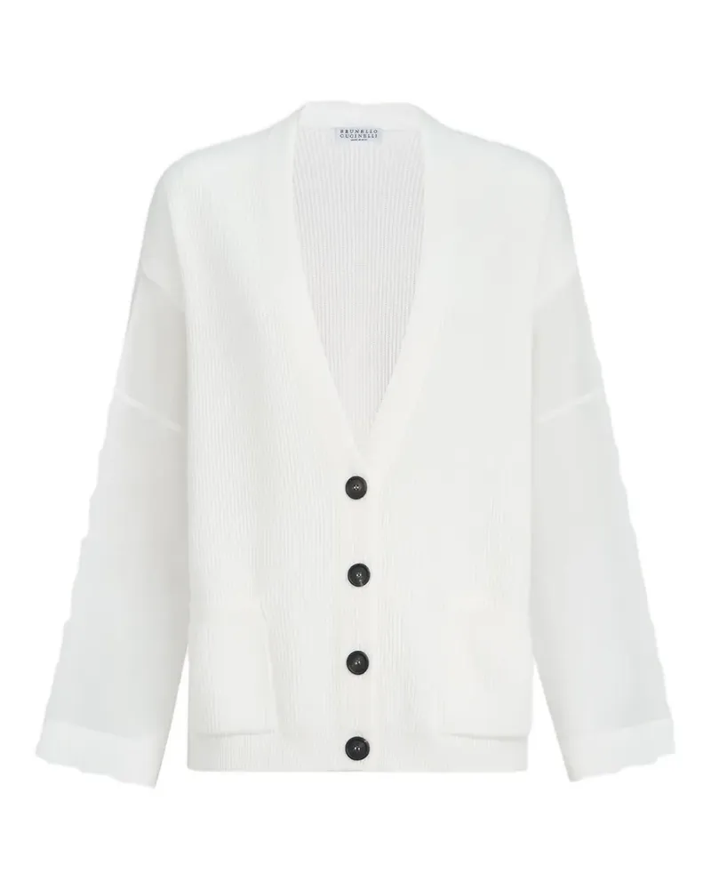 Brunello Cucinelli Gerippter Cardigan - Weiß Weiß
