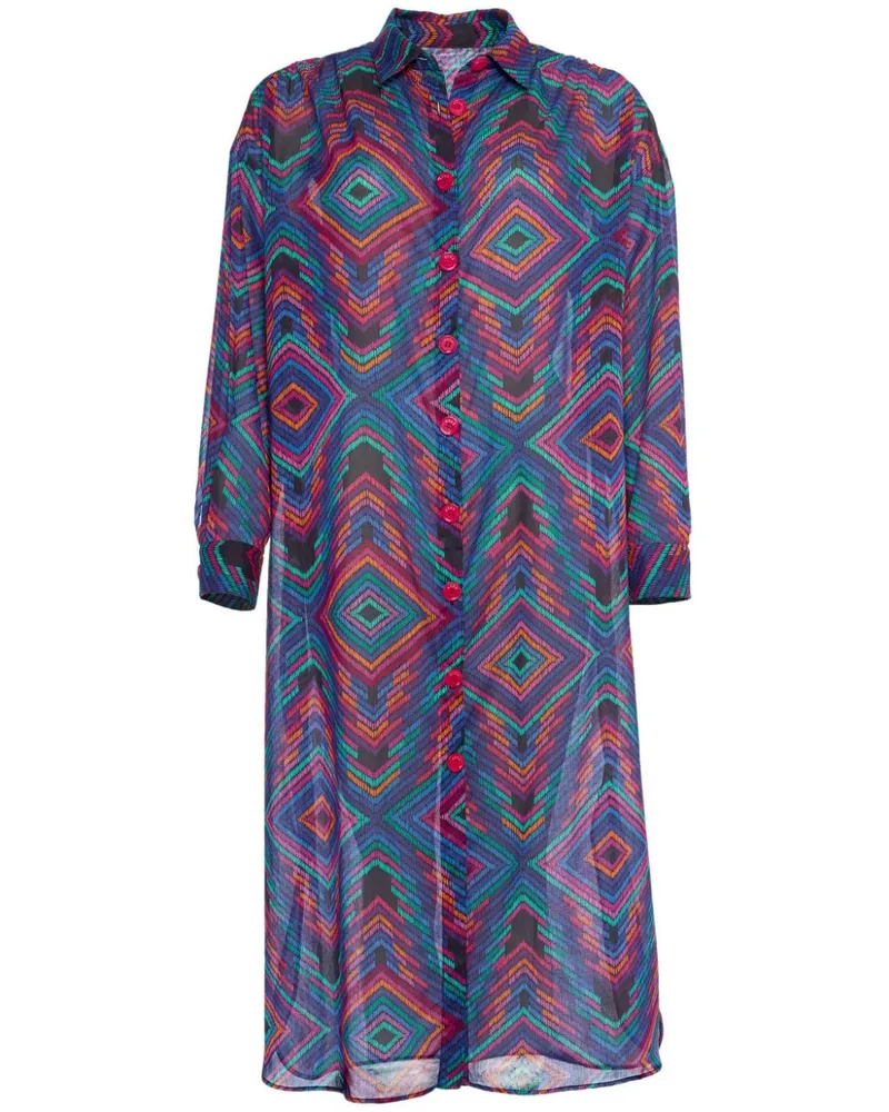 Eres DJ Hemdkleid mit geometrischem Print - Blau Blau