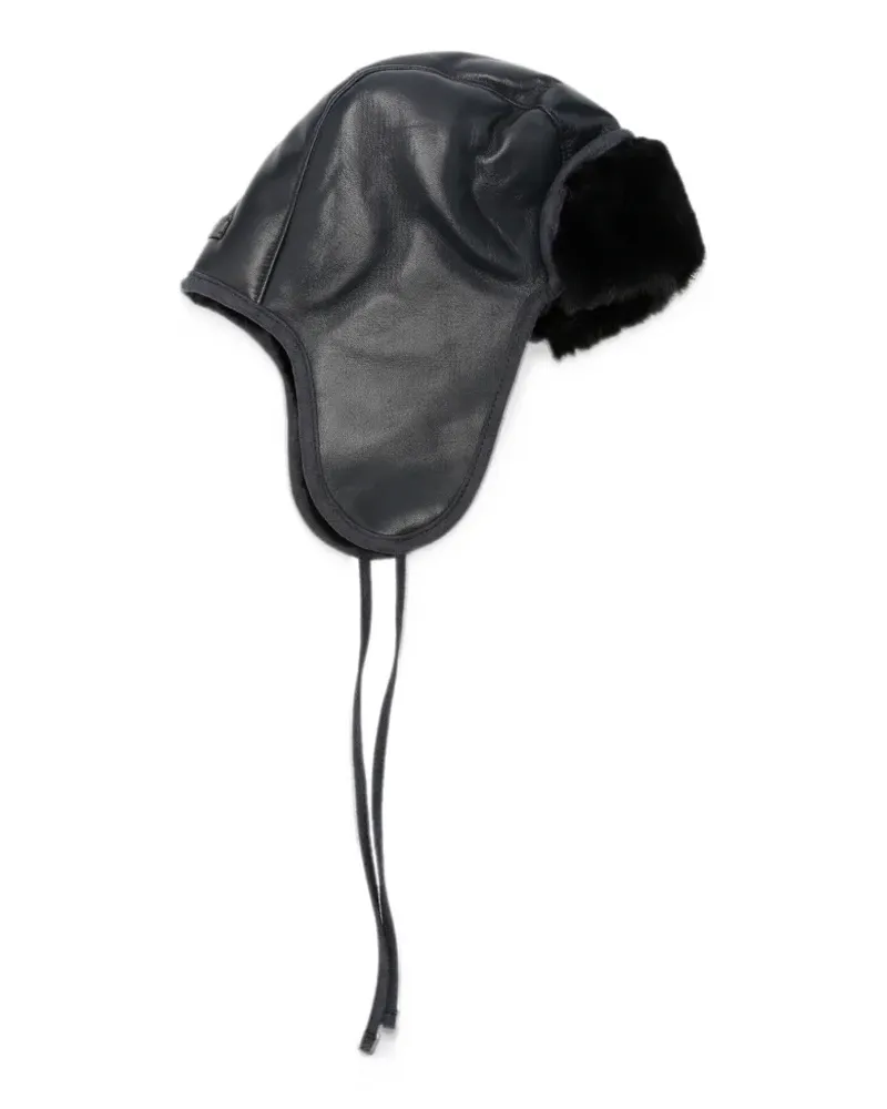 Arte Antwerp leather trapper hat - Schwarz Schwarz