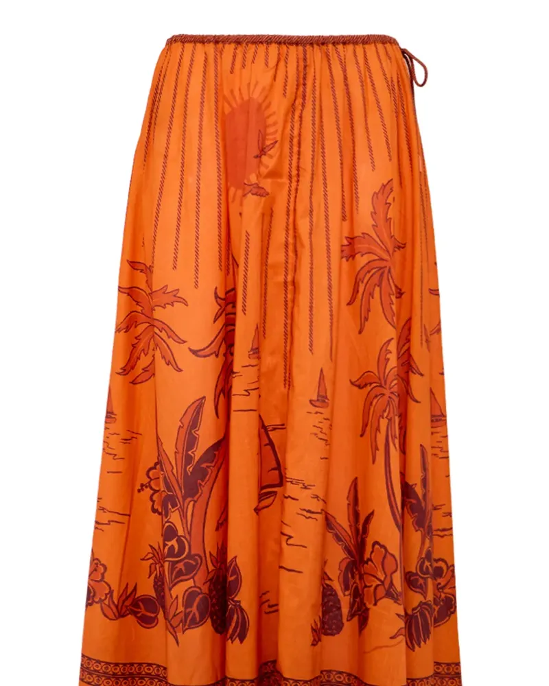 ALEMAIS Boathouse graphic-print maxi skirt - Orange Orange