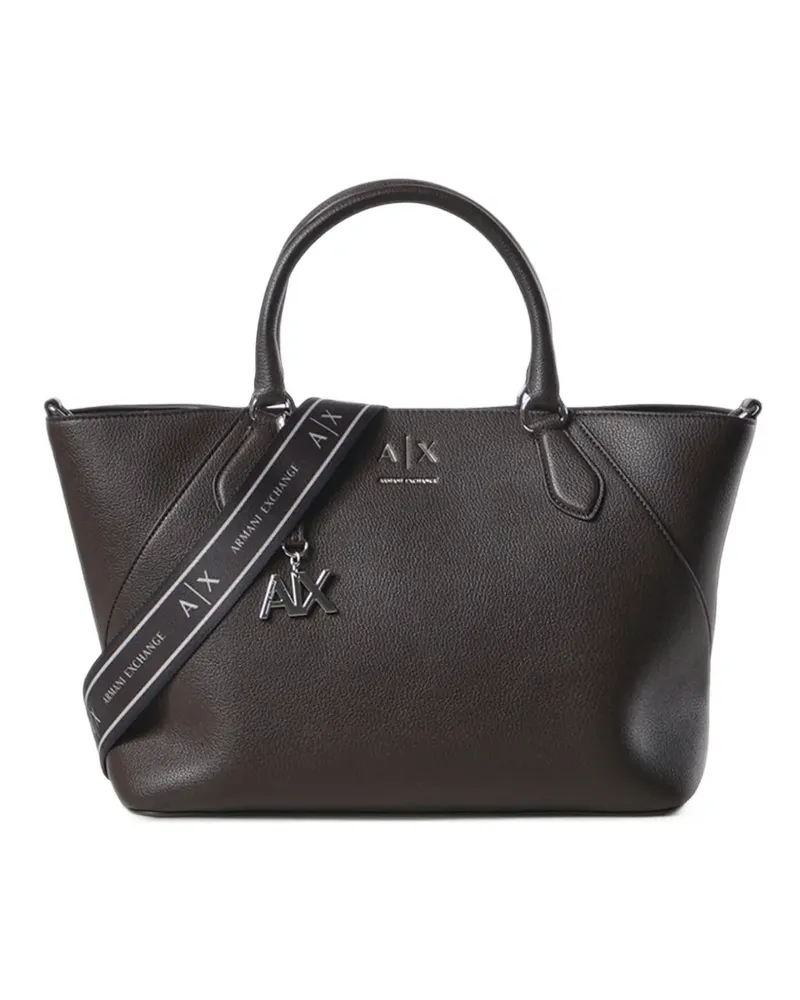 Armani Exchange logo-plaque pebbled shoulder bag - Braun Braun