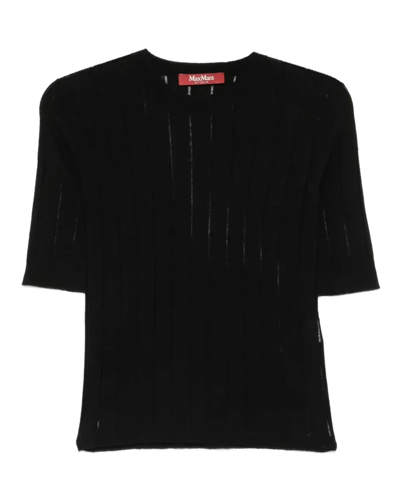 Max Mara T-Shirt aus geripptem Strick - Schwarz Schwarz