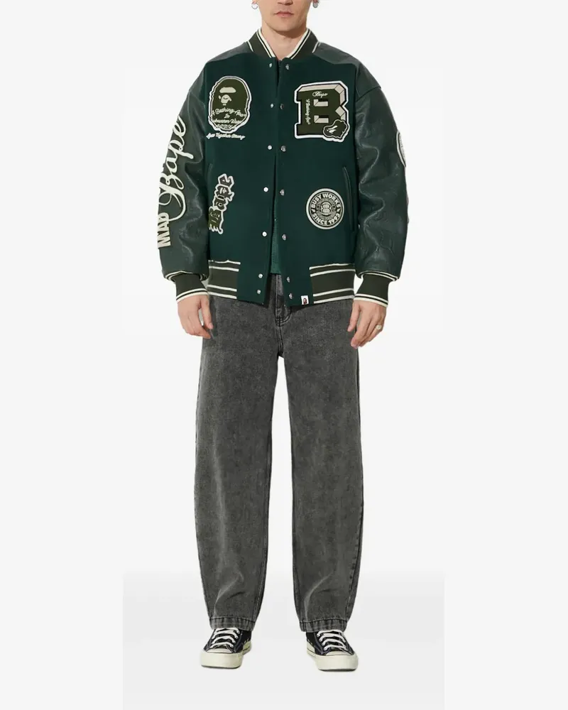 BAPE Collegejacke mit Kontrasteinsätzen - Grün Grün