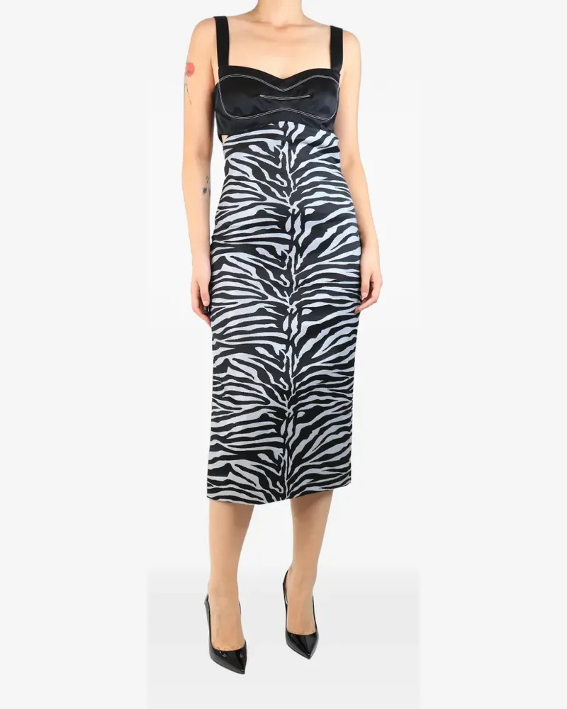 Prabal Gurung zebra-print midi dress - Schwarz Schwarz