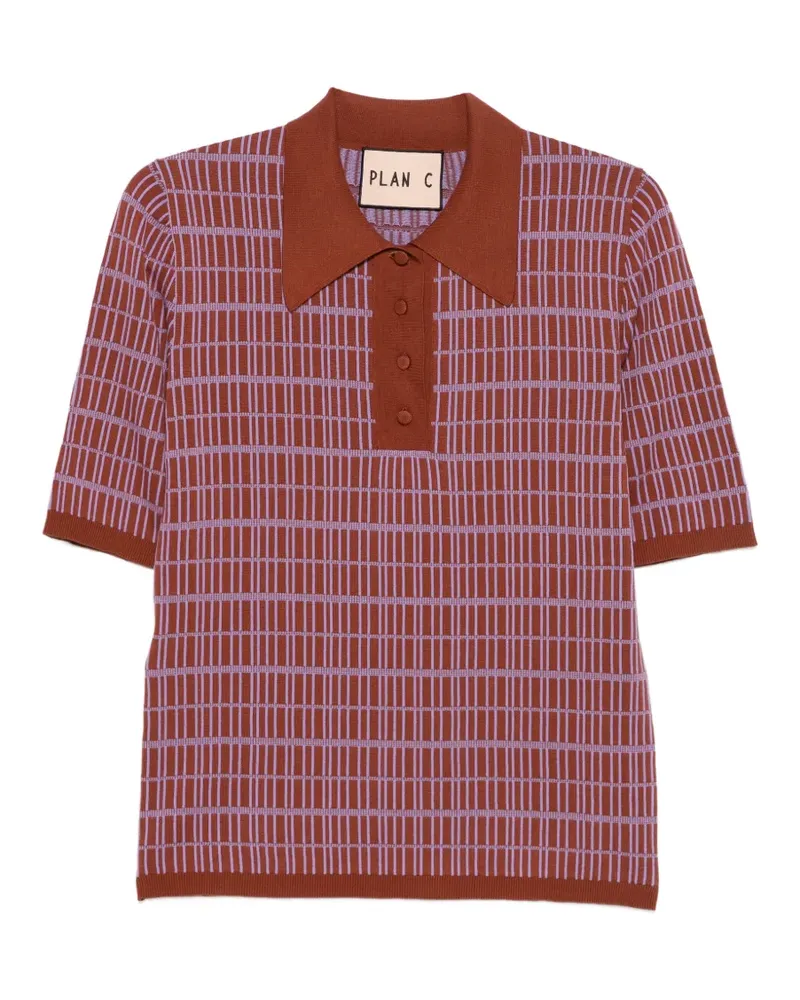 PLAN C Gestreiftes Poloshirt - Rot Rot