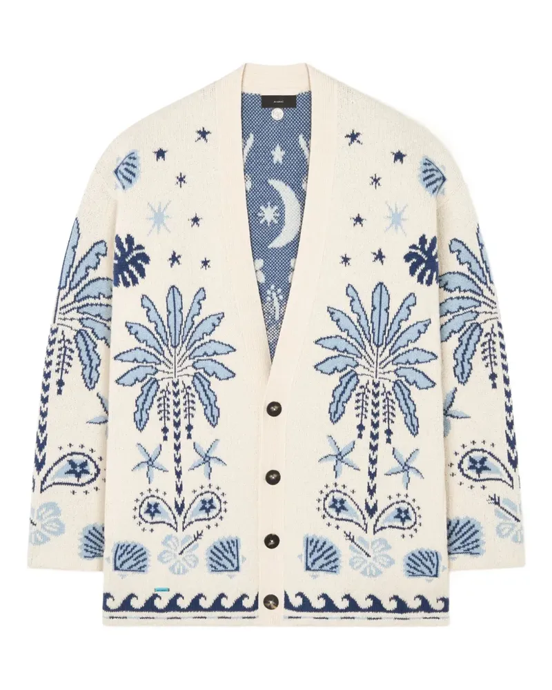 Alanui Echoes of the Island Cardigan mit Palmen - Nude Nude