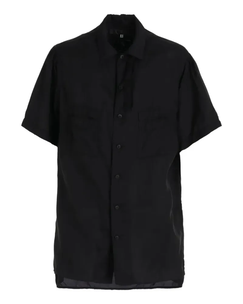 Yohji Yamamoto patch-pocket short-sleeve shirt - Schwarz Schwarz