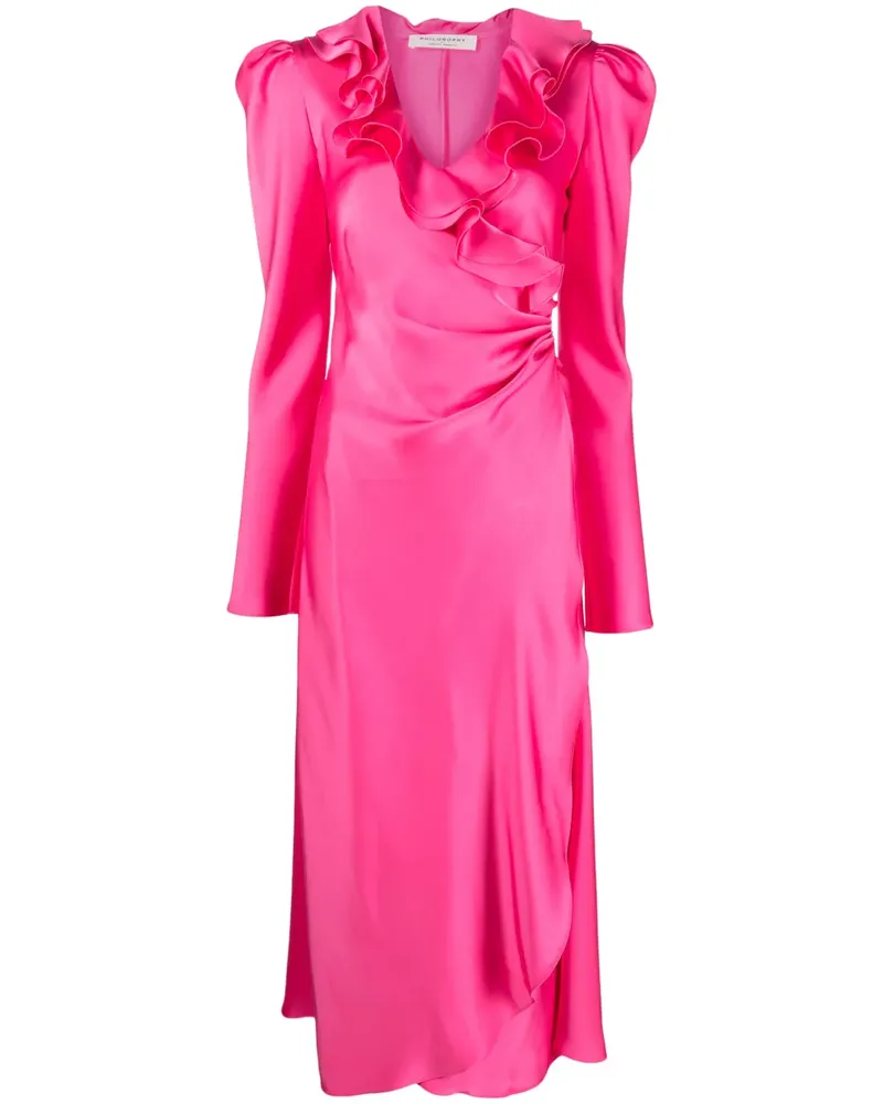 Philosophy Di Lorenzo Serafini Midikleid mit Rüschen - Rosa Rosa