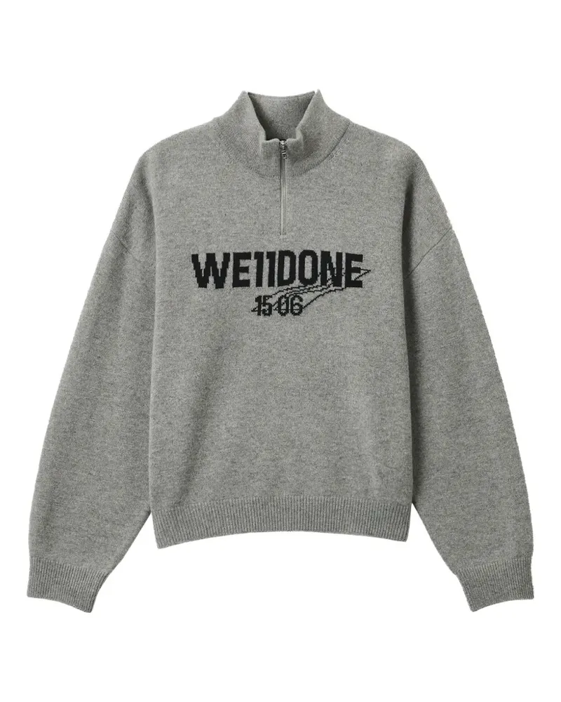 WE 11 DONE logo-intarsia half-zip sweater - Grau Grau