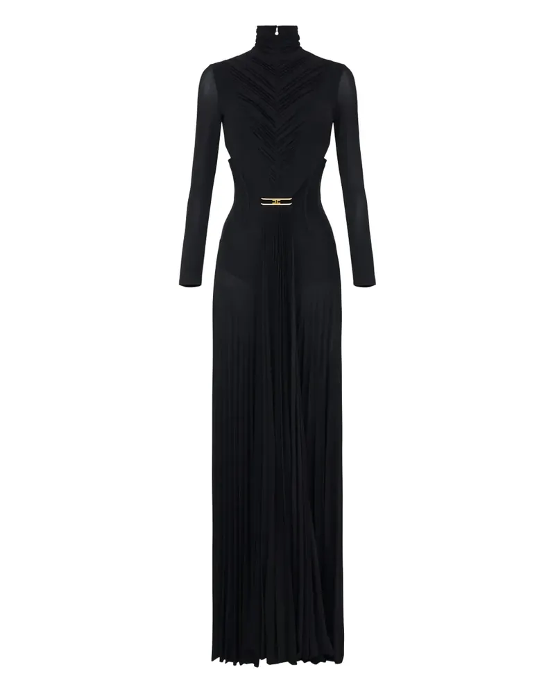 Elisabetta Franchi draping pleated maxi dress - Schwarz Schwarz