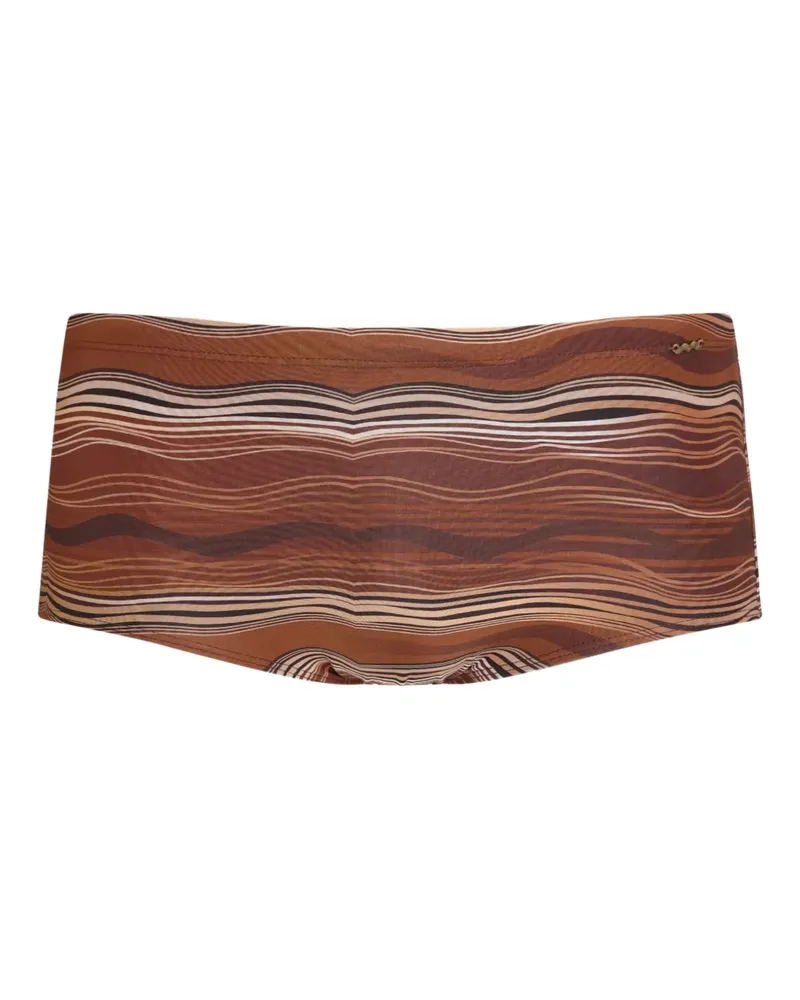 Amir Slama Badeshorts mit abstraktem Wellenprint - Braun Braun