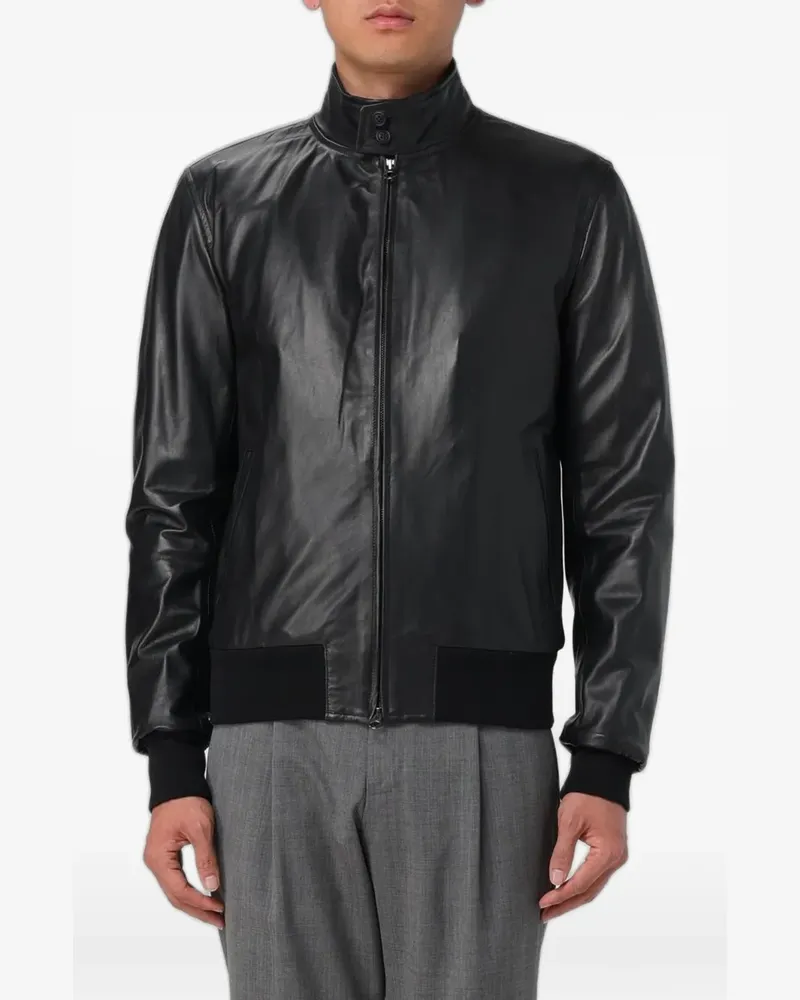 XC zip-up leather jacket - Schwarz Schwarz