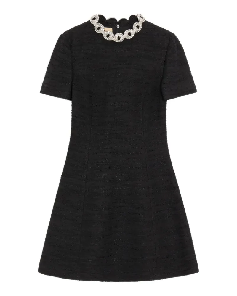 Valentino Garavani Kurzes Kleid aus Baumwolltweed mit Stickerei - Schwarz Schwarz