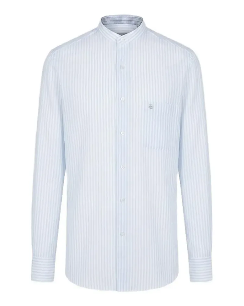 Stefano Ricci striped band-collar shirt - Blau Blau