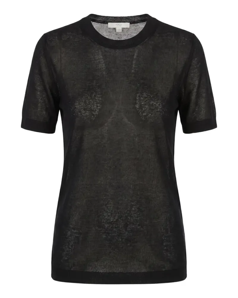Malo Fein gestricktes T-Shirt aus Kaschmir - Schwarz Schwarz