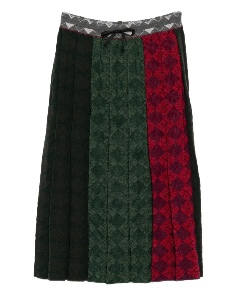 YANYAN KNITS argyle-checked midi skirt - Braun Braun