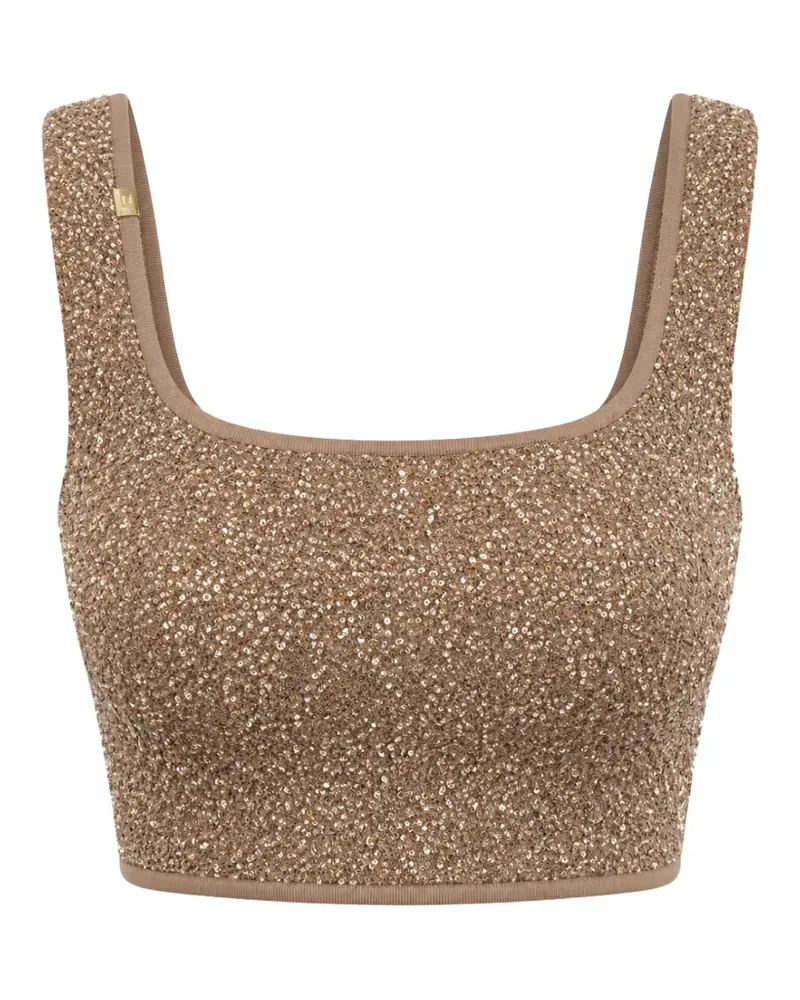 Elisabetta Franchi Top mit Pailletten - Braun Braun