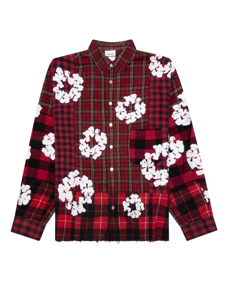 READYMADE x Denim Tears kariertes Hemd mit Blumenstickerei - Rot Rot