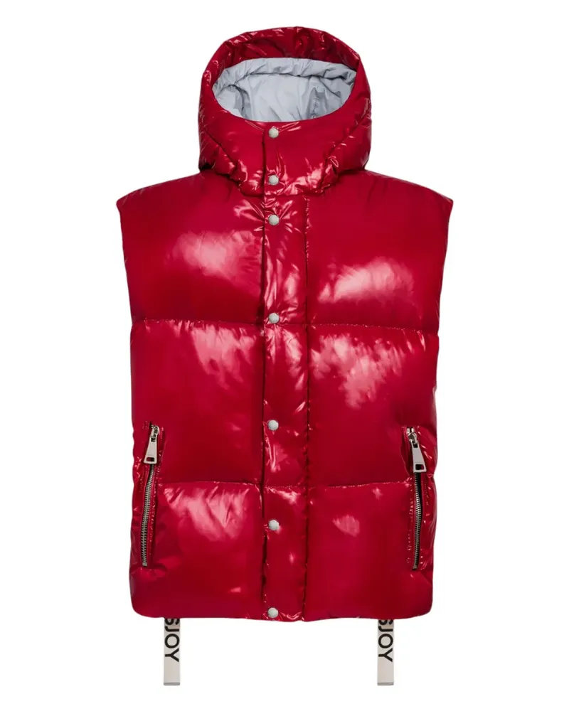 KHRISJOY hooded zip-up puffer-design gilet - Rot Rot