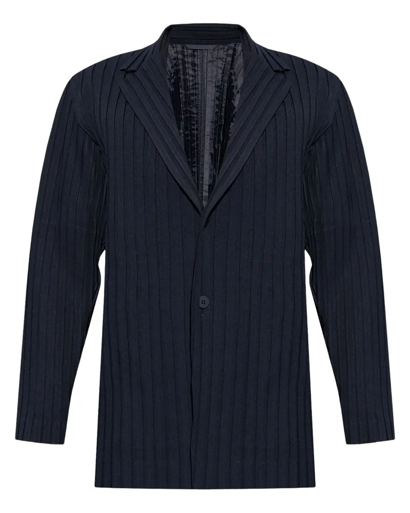 Issey Miyake Plissierte Jacke mit V-Ausschnitt - Blau Blau