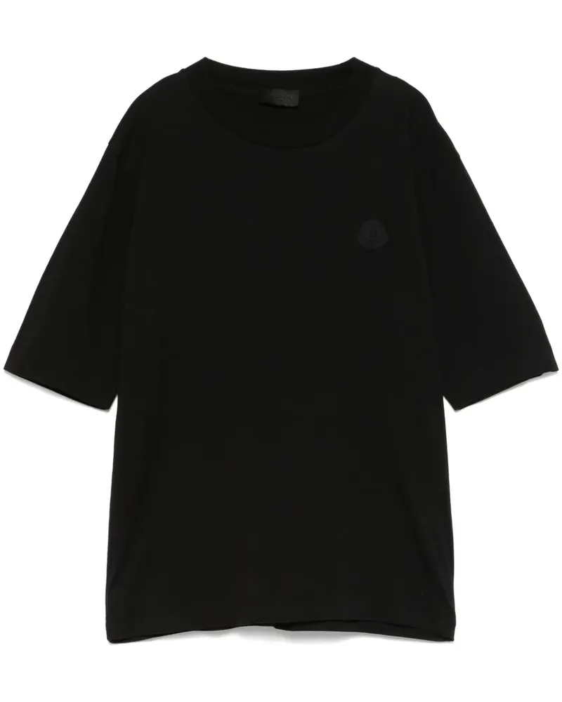 Moncler T-Shirt mit Logo-Patch - Schwarz Schwarz