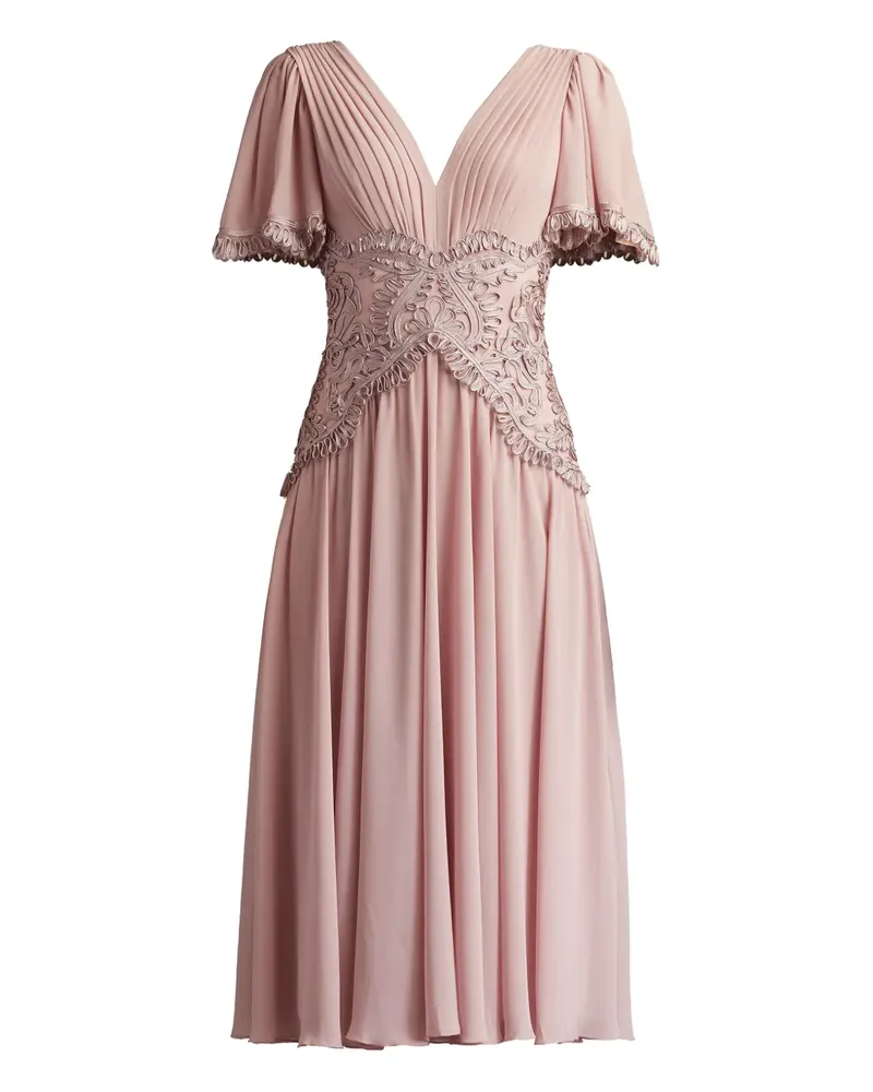 Tadashi Shoji Falten-Midikleid mit Spitzeneinsatz - Rosa Rosa
