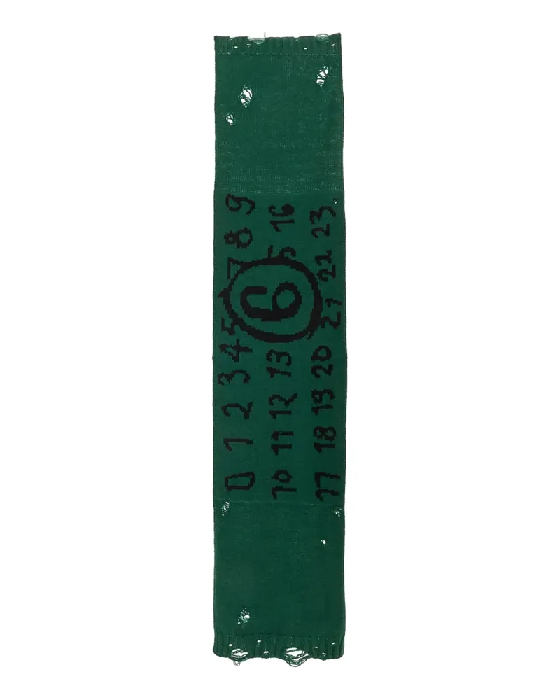 Maison Margiela number-motif scarf - Grün Grün