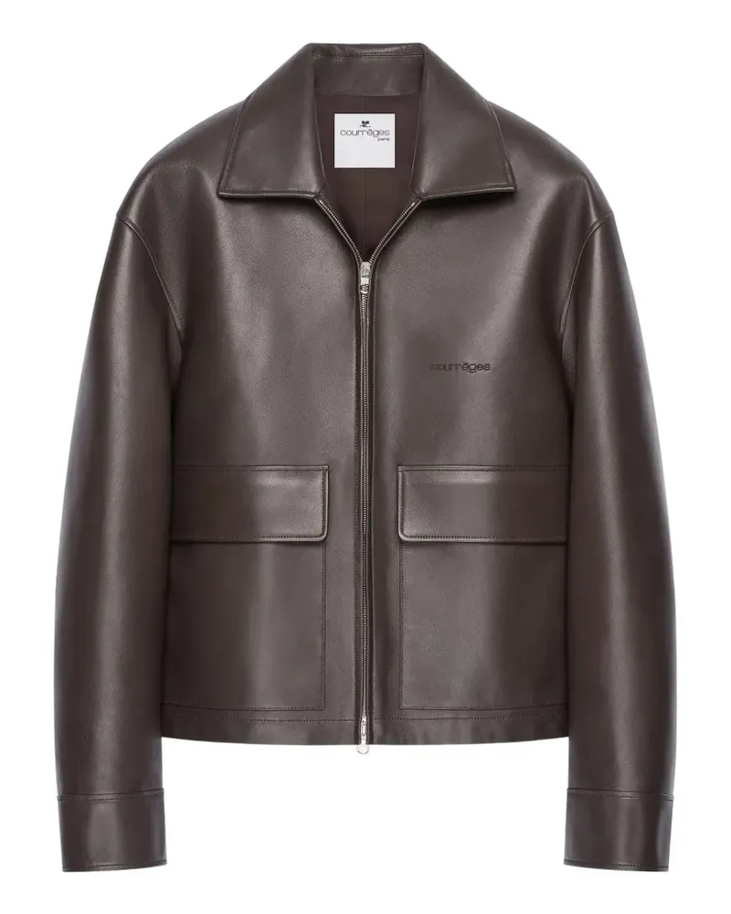 Courrèges Lederjacke mit Reißverschluss - Braun Braun