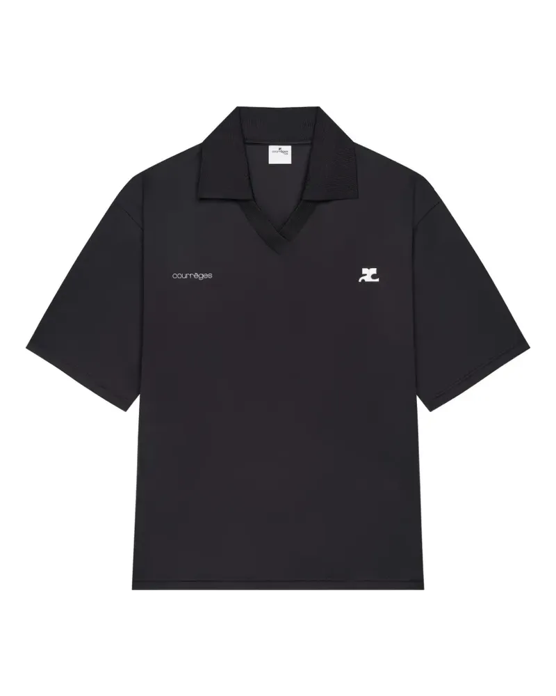 Courrèges T-Shirt mit V-Ausschnitt - Schwarz Schwarz