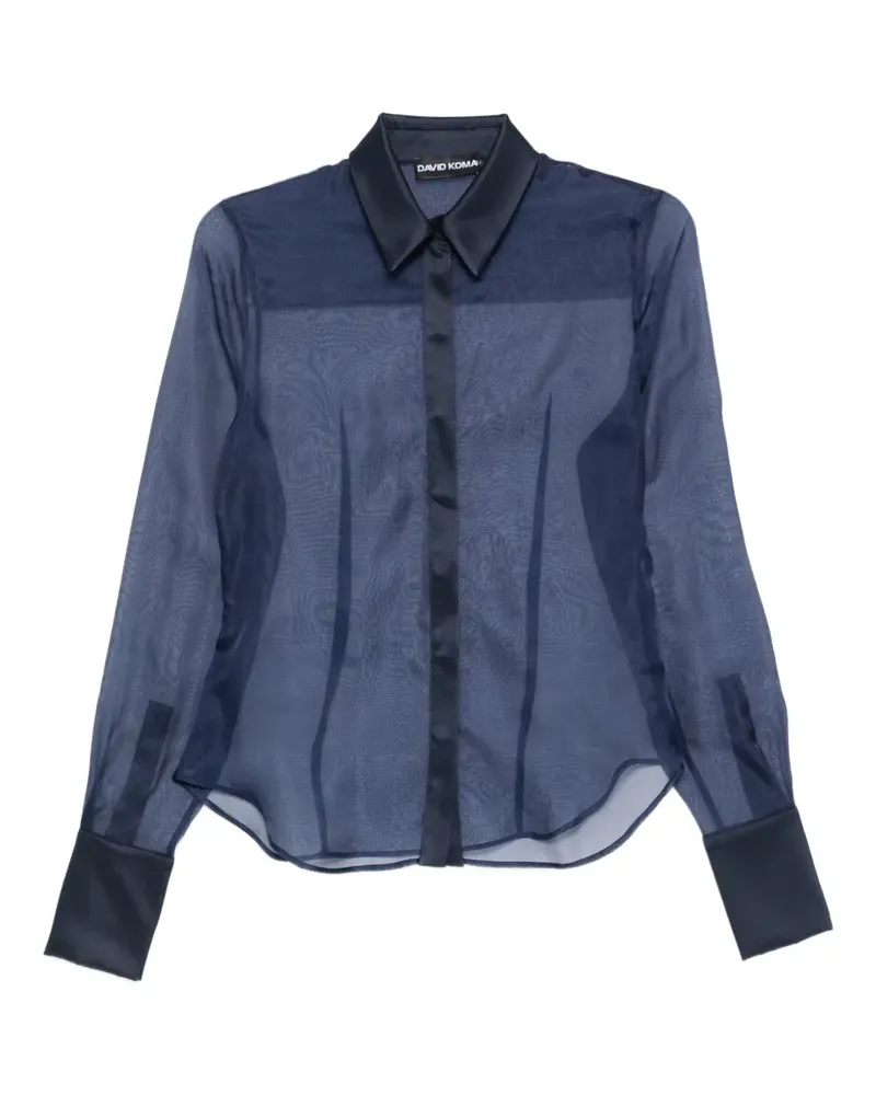 David Koma Semi-transparentes T-Shirt - Blau Blau