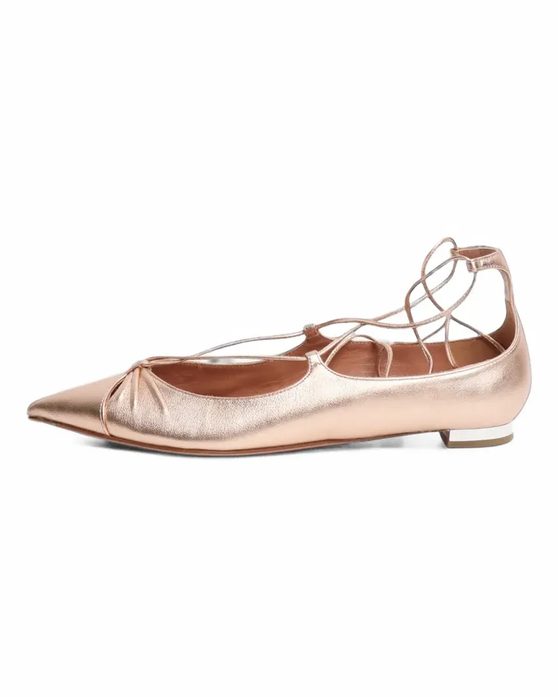 Aquazzura Gabi lace-up ballet flats - Gold Gold