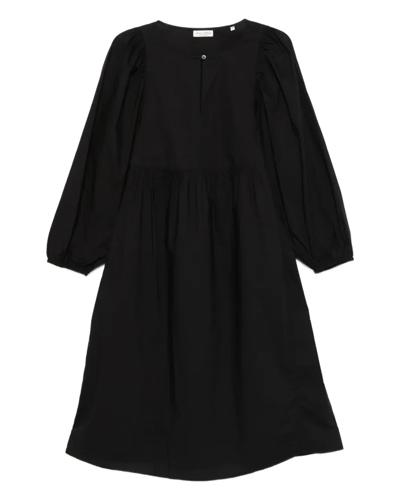Marc O'Polo Midikleid mit Puffärmeln - Schwarz Schwarz