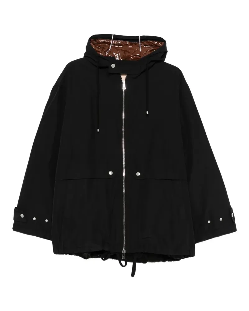 PLAN C hooded zip-up coat - Schwarz Schwarz