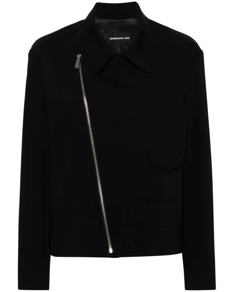 Barbara Bui Bikerjacke aus Krepp - Schwarz Schwarz